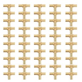 TenkeAuto 50 Pack 3/4" Tee PEX Fittings Brass Crimp for PEX Tubing Pipe (50pcs 3/4" TEE)