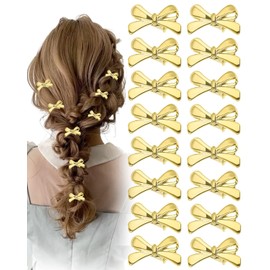 20 Pcs Small Gold Bow Hair Clips, Cute Mini Metal Hair Clips Bulk Tiny Decorative Claw Clips Hair Barrettes and Pins Hair Ornaments for Women Little Girls Wedding Bridal Hair Accessories (1 Inch)