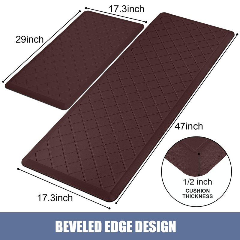 WEZVIX Cushioned Kitchen Mat 2 PCS, Anti Fatigue Kitchen Rugs,