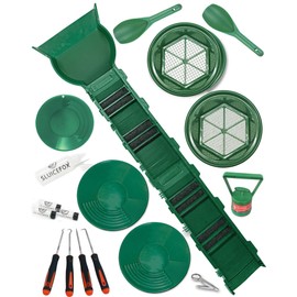 Sluice Fox Complete Gold Mining Kit with Sluice Box and Bucket Classifier | Portable Sluice Box Breaks Down into 24-Inch Sections for Easy Transport Green Kit with Speed Flare