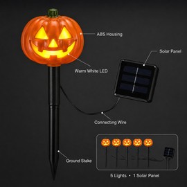 Solar Halloween Pumpkin Stake Lights for Outdoor Garden Decoration – Warm LED Glow for Yard, Patio & Holiday Displays