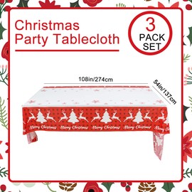 3Pack Disposable Tablecloth for Rectangle Tables,Waterproof Plastic Tablecloth Party Table Covers for Birthday Christmas Wedding Outdoor 54" x 110"-Elk