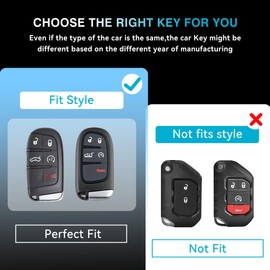 MAIKER Metal Key Fob Cover Compatible with Jeep Grand Cherokee Renegade Dodge Durango Challenger Patriot Grand Comander Journey Fiat Dart Chrysler 200 300 Ram 1500, Black