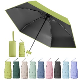 MPXEAVG Compact Umbrella, Mini Umbrella, Umbrella UV Protection, Women's Small Ultralight, Parasol Portable, Umbrella Box, Green tea