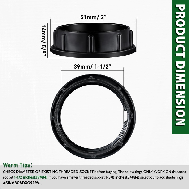 Aluminum Socket Shade Rings - Medium Base E26, Retaining Rings