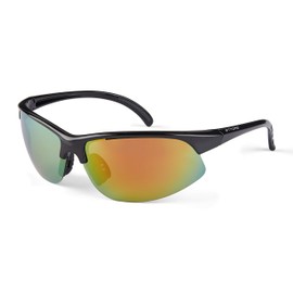 Ettore Cycling Sunglasses Sports Glasses Polarized UV 400 Protection - CE Marked - Black Frame, Yellow/Red Lens - Alya