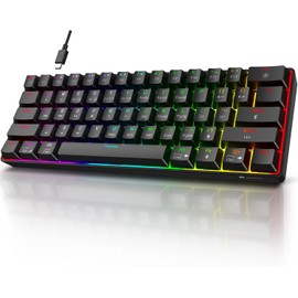KOORUI 60% Gaming Keyboards, 61 Keys Wired Ultra-Compact Mechanical Keyboard 26 RGB Backlit with Red Switch Mini Keyboards for Windows MacOS Linux