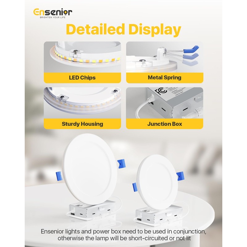 Ensenior 12 Pack 4 Inch LED Recessed Ceiling Light with