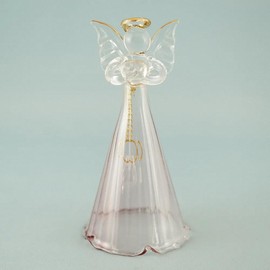 forkart cute handmade glasswork angel bell pink