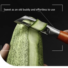 KULUNER，Premium High-End Rosewood Handle and 304 Stainless Steel Serrated Blade - An Ultra-Sharp Rotating Peeler for Potatoes, Fruits, and Vegetables, Ergonomically Designed for Easy Peeling.