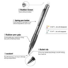 Aozora Erasable Pens Click Fine Point 0.7 mm Retractable Erasable Gel Pens for Completing Sudoku and Crossword Puzzles 12 Pack (Black＆Blue)