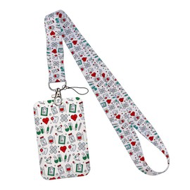 JEYORZY ID Card Holder with Lanyard, ID Badge Holder, Breakaway Lanyard for, Removable Name Tag Clips, Neck Lanyard Strap, Ideal for Medical Nurses, Office, School (White 2)