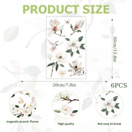 Rub on Transfers for Furniture Crafts Stickers - 6 Sheets White Magnolia Rub on Transfers for Crafts and Furniture Vintage Floral Transfer Stickers Flower Decals for Wood Home Decor 11.8 x 8.2 Inch