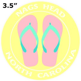 Athena Brands Flip Flops Nags Head North Carolina - Car Truck Window Bumper Sticker Decal - Fun In The Sun Yellow