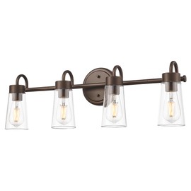 zeyu Modern Vanity Lighting Fixtures, 4 Light Fixtures for Bathroom Above Mirror, Oil Rubbed Bronze Finish with Clear Glass, ZTH108B-4W ORB