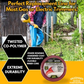 Vaughan's Master Line PRO .105" Trimmer Line, 30ft | Jacketed Heavy-Duty Universal Weed Eater String for Gas & Electric Models | Made in The USA (1 Pack)