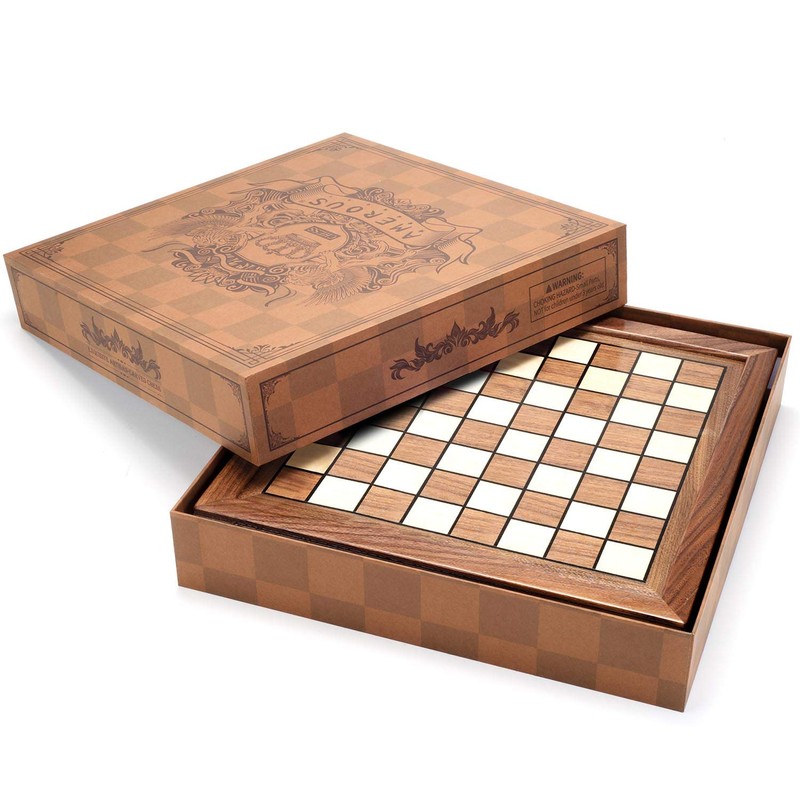 AMEROUS Magnetic Wooden Chess Set, 12.8" x 12.8" Walnut Chess