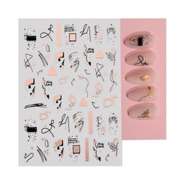 Rose Gold Flower Women Face Leopard Print Nail Sticker Geometric Lines Leaf Sj001 Rose Gold Nail Wraps Art Stickers Manicure Supplies for Women for Home Nails Full Long Lasting Easy Apply and Remove