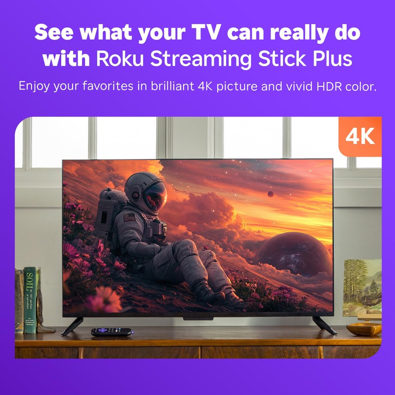 Roku Streaming Stick Plus 2025 - 4K & HDR Roku
