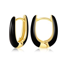 Small Enamel Hoop Earrings for Women, 18 Carat Gold-Plated Hypoallergenic Sweet Enamel Huggie Earring for Women Girls Jewellery Chenke, Yellow Gold