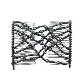 Magic Beads Double Women Stretchy Hair Combs Clips (60 - Gun Metal)