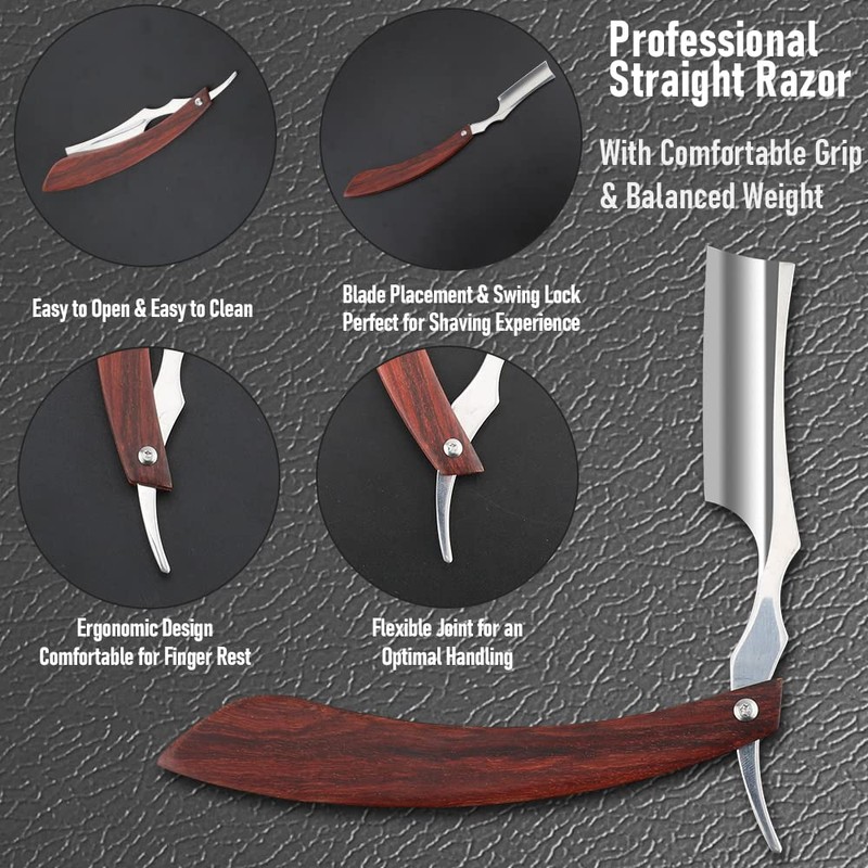 Straight Razor With Strope - Professional Straight Edge Barber Premium