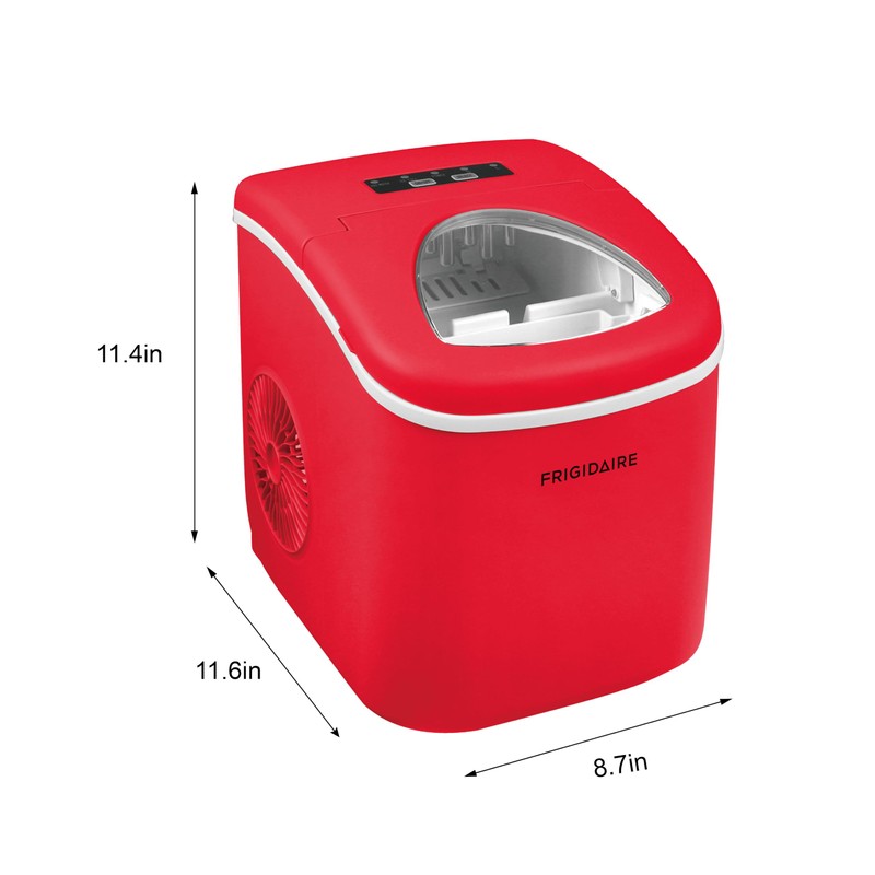 Frigidaire Ice Maker EFIC102-RED, Countertop Ice Maker with Transparent Window,