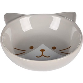 Flamingo Kapo Feeding and Drinking Bowl for Cats, Round, Light Grey, 280 ml, Ceramic, Dishwasher Safe