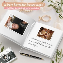 Legezon Christening Book Girl, Guest Book Christening with 72 Blank Pages, Premium Paper for Congratulations, Photos and Memories, Christening Gift for Girls, Godchild Gift, Christening Album with Rainbow Design