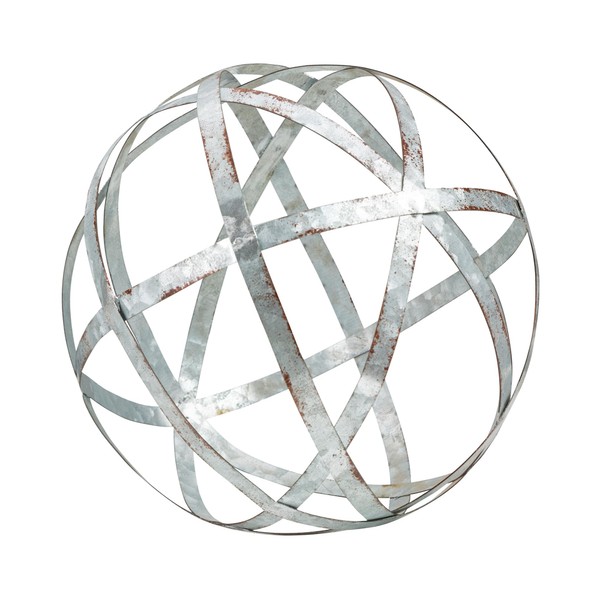 Large Grey Metal Band Decorative Sphere