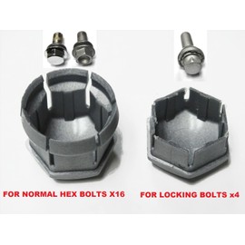 Partsdealers WHEEL NUT COVERS FOR VOLVO S60 S80 S90 V50 V60 V70 V90 XC40 XC60 XC70 X90 BOLT CAPS + LOCKING COVERS 19mm SET (GLOSSY ALLOY GREY 16+4+TOOL)