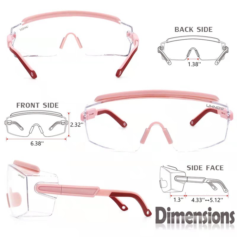 UKNOW Safety Goggles Over Glasses, Anti Fog Safety Glasse with