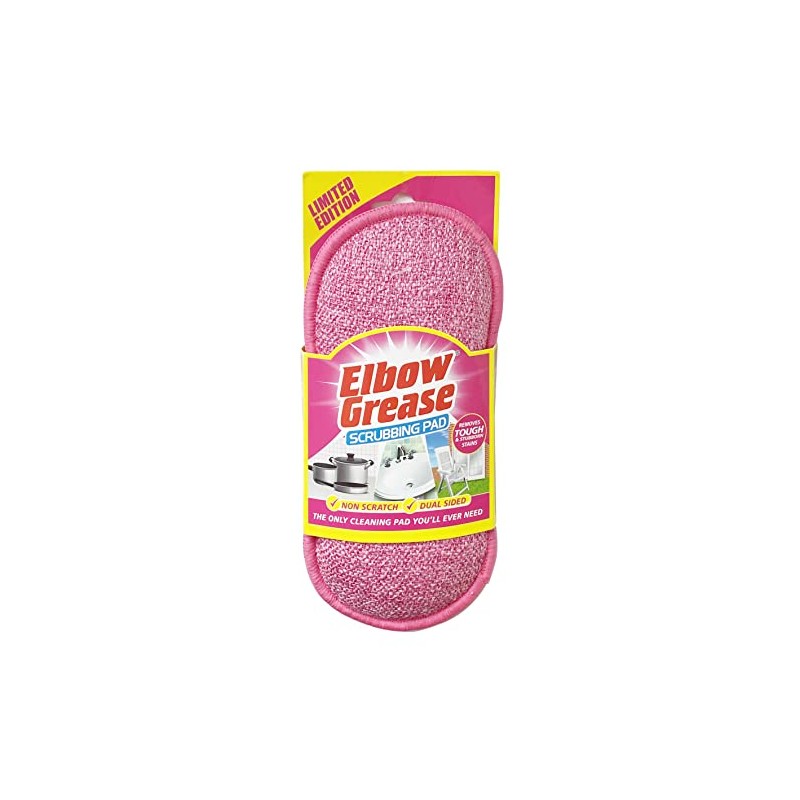 Elbow GreasePink Scrubbing Pad, Dual Sided Sponge, Washable, Reusable, Non-Scratch