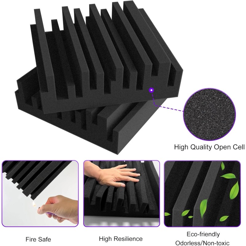 Troystudio Thick Acoustic Foam Panels, 12 X 12 X 3