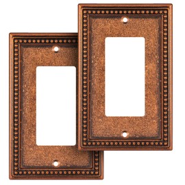 Henne Bery Raised Pearls Decorative Wall Plate Switch Plate Outlet Cover (Single Decorator 2PK, Sponged Copper)