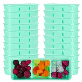Hushee 25 Pack 17 oz Small Meal Prep Containers 3 Compartments with Lids, Disposable Plastic Bento Boxes Reusable Stackable Food Containers Travel Lunch Boxes for Office, Picnic (Green)