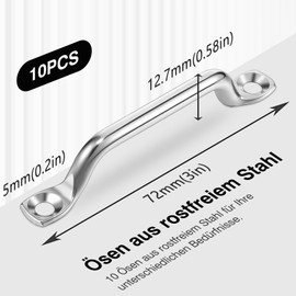 Cosswe Stainless Steel Pad Eye, Pack of 10 Eyelets Holder Pad-Eye Fender Screw Holes Eye Plate Eyelets Kayak Deck Loops for Attaching Strap Ramps Deck Loop Bracket