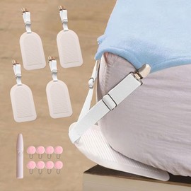 WIOPA Bed Sheet Holders Set of 4 Lock Sheet Holder Keep Sheets Firm & Tight Heavy Duty Mattress Holder Straps Fitted Sheet Holders for Corners Clips (4, White)