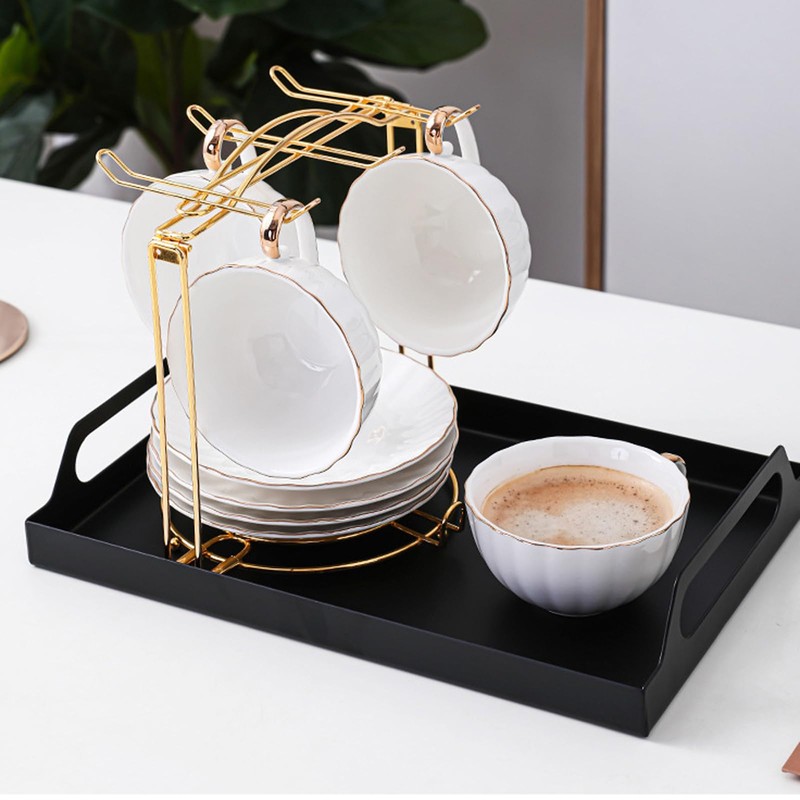 SJORHNUS Tea Cups Holder,Gold Metal Coffee Cup Tea Cups Rack,Foldable