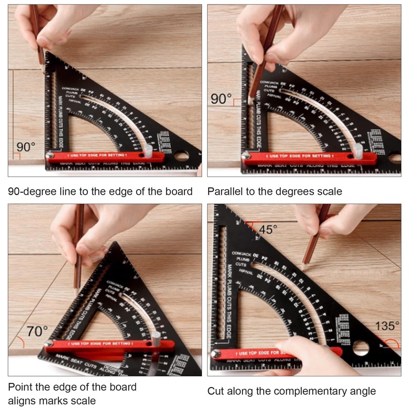 Smgda Carpenter Square 7 inch, Adjustable Angle Combination Ruler, Aluminum