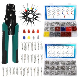 812Pcs Pin Connector Kit with Crimping Pliers - Terminal Pin 1/1.5/1.8/2/2.2/2.3/2.8/3.5mm Non-Insulated Plug Removal Male & Female Wire Pins - Automotive Car Electrical