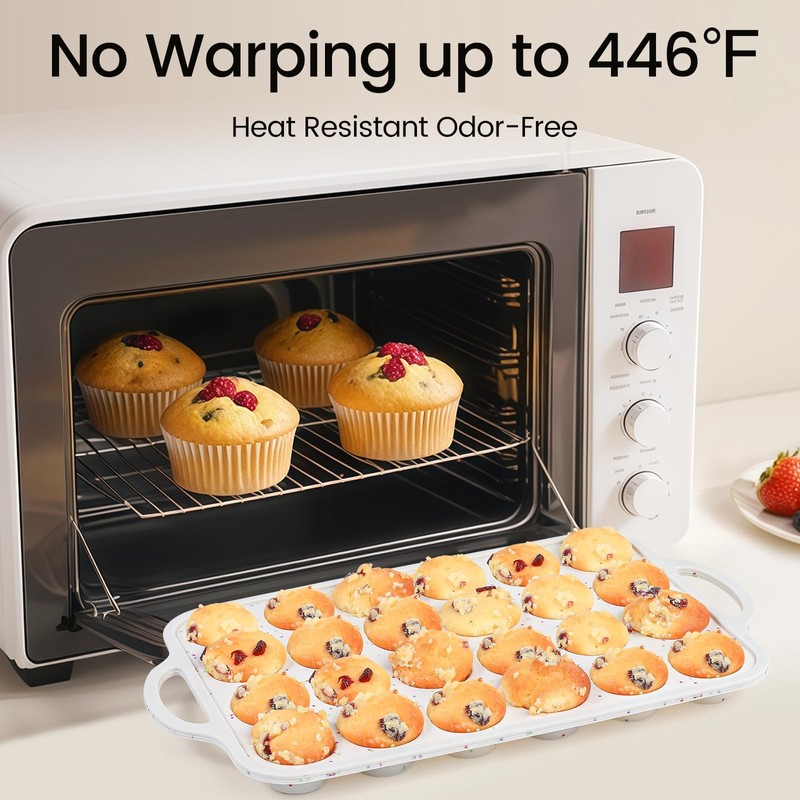 Vinino 2Pack Mini Silicone Muffin Pans for Baking with Metal