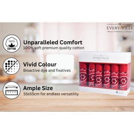 EVERY-VILLE Where EVERYone is Welcome 6 Pack Red Bandana for Women Men Gift Packaging - 55x55cm, Paisley - Cowgirl Cowboy Motorbike Accessories Scarf Headband Neckerchief