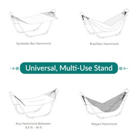 Sunnydaze Universal Double Hammock Stand Only - 550-Pound Capacity - Heavy-Duty Hammock Stand for Outside - Fits 9 to 14 Foot Hammocks - Black