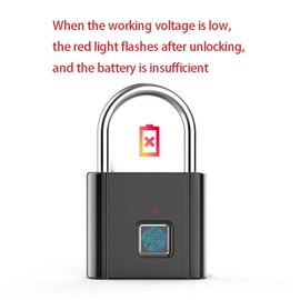 Zinc Alloy Smart Fingerprint Lock, Metal USB Charging Fingerprint Padlock Smart Thumbprint Padlock Electronic Keyless Gym Locker (Black)