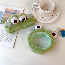 Microfiber Facial Cleansing Headband (Choose 1 of 2 Styles) with Elastic Band Hairband Frog 2ea