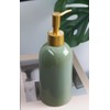 Soap Dispenser Bottle Ceramic with Gold Pump,Green and Gold Dish