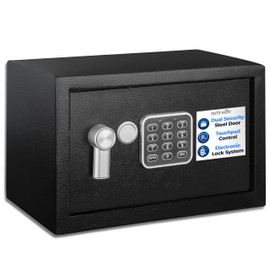 SereneLife Electronic Safe Box | Heavy-Duty 13.8’’ x 9.8’’ Small Lockbox | Digital Keypad Code & 2 Key Override | Compact Money Safe for Cash, Jewelry, Valuables | Wall & Floor Mountable Storage