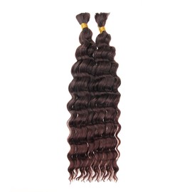 Braiding Hair for Boho Braids Deep Wave Bulk Hair for Braiding Synthetic Deep Curly Hair Extension Wet and Wavy Braiding Hair 2 Bundles/Pack (1B/33, 14inch)