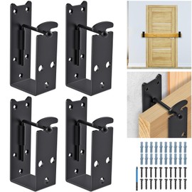2x4 Door Barricade Brackets, Heavy Duty Door Security Bar Brackets with Locking Design, U-Shaped Bar Holder Bracket Fits 2 x 4 Lumber for Home, Garage, Gate to Security Door Reinforce, 4PCS